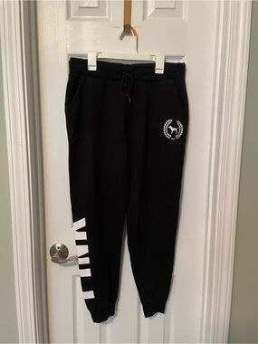 Victoria’s Secret PINK Black Jogger Sweatpants with White Logo